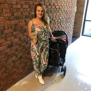 adorable tropical printed pant jumpsuit